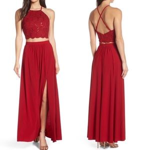 Morgan & Co. Two-Piece Scarlet Lace Evening dress